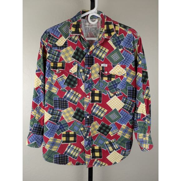 Vintage Guess by Georges Marciano snap front flannel patchwork shirt - Picture 1 of 7